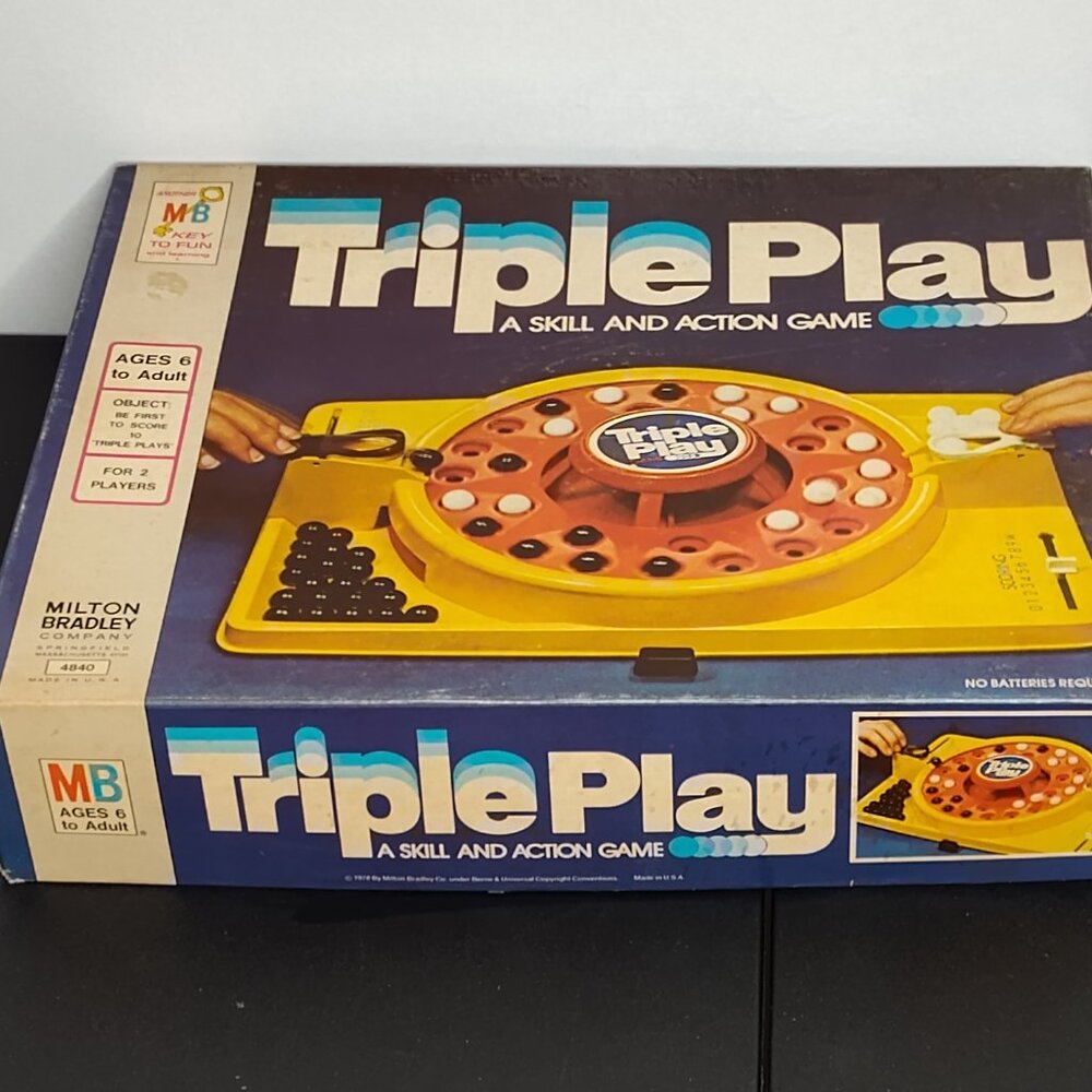 Vintage 1978 Milton Bradley Triple Play Game 99% Complete Missing 1 Black Marble